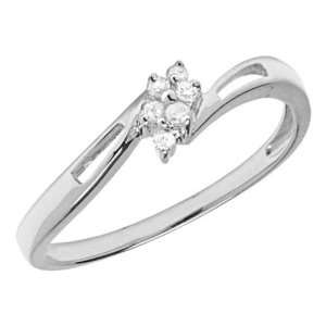    10K White Gold Diamond Cluster Bypass Promise Ring Jewelry