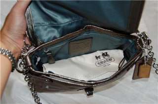 NWT New Auth COACH Chelsea Metallic Leather Flap Bag Crossbody 17808 