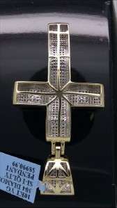 10K Yellow Gold Genuine Diamond Wave Iced Out Cross Pendant  