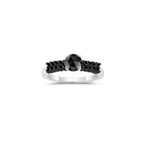  1.63 2.02 Cts Black Diamond Engagement Ring in 14K White 
