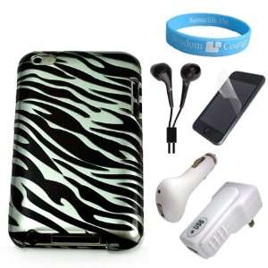 White Zebra Apple iPod Touch 4G Protective Back Case + Clear Screen 