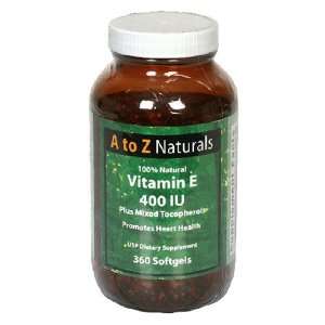  A to Z Naturals Vitamin E, 400 I U, Softgels, 360 softgels 