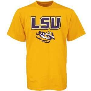  LSU Tigers Gold Eye of the Tiger T shirt: Sports 