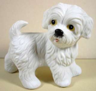 Homco White Dog Puppy Porcelain Figurine CUTE #1411  