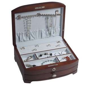   Jewelry Box with Necklace Storage Ring Rolls Earring Drawer & Lock