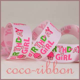 10Y Birthday Girl Party Cupcake Grosgrain Ribbon UPick 3/8 7/8 