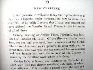 Oregon OES Grand Chapter 1920 Officers Reports  