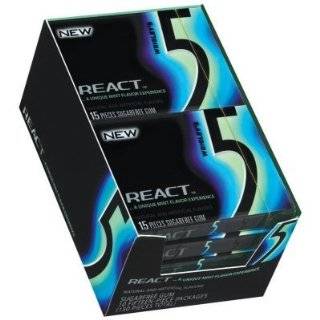 Wrigleys Gum 5, React 2 Mint, 15 count Packages (Pack of 10)  