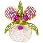 Fantasyard Pink Orchid Flower Swarovski Crystal Pin Brooch