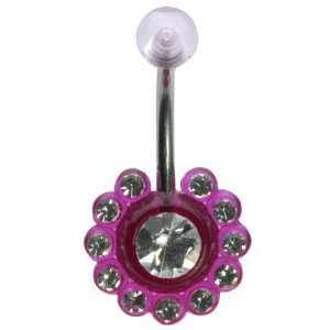  14G 3/8 Purple UV Big Pansies Curved Barbell Jewelry