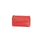 Budd Leather Classic Leather Goods Zippered Coin Purse with Key Ring 