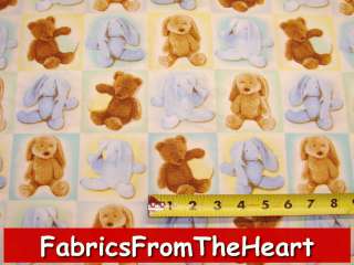   Bunny Teddy Bear Blue 3 blocks Henry Glass YARDS COTTON Fabric  