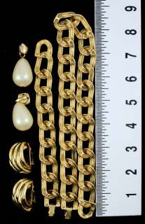 6pc Gold Tone Chain Link Bracelet Necklace & Earrings  