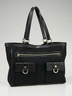 Gucci Black GG Fabric Abbey Pocket Tote Bag  