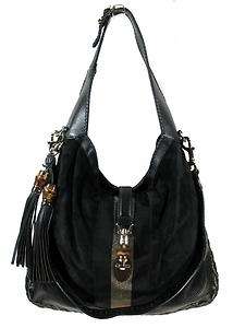 GUCCI GORGEOUS BLACK SUEDE & LEATHER HOBO BAG, ITALY  