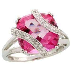   Cushion Cut Pink Topaz Stone, 5/8 in. (16mm) wide, size 6.5: Jewelry