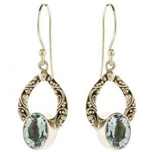  Sterling Silver & Blue Topaz Earrings Jewelry