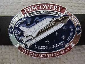 DISCOVERY Space Shuttle Belt Buckle Return to Space & Black Belt 