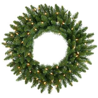  Pre Lit Camdon Fir Artificial Christmas Wreath   Clear Dura Lit Lights