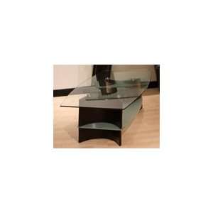   Coffee Table with Glass Top, Wood Finish Base   Mindy