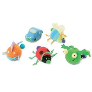   Pull n Vibrate Plush Critter 5 Pack [Car, Bee, Bug, Fish and Frog