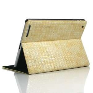  Yellow / Weave Pattern Leather Stand Case / Cover / Skin 