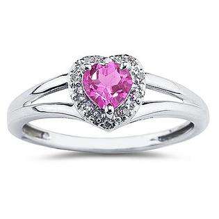 Heart Shaped Pink Topaz and Diamond Ring  szul Jewelry Gemstones 