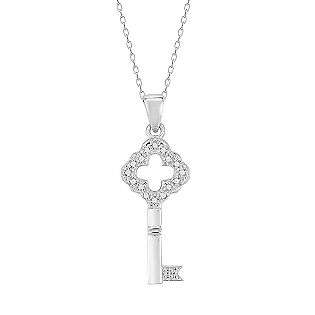   The Avance Collection Sterling Silver 1/10Cttw Diamond Key Pendant