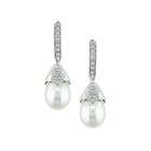 JewelBasket drop earrings pearl and diamond   14K White Gold 8mm 