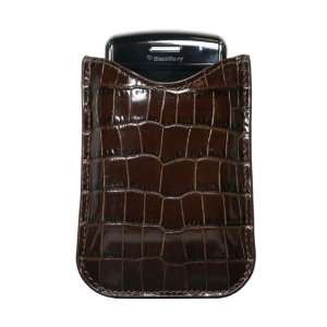  Blackberry Cover   Brown Croc Cell Phones & Accessories