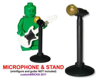   Microphone & Mic Stand GOLD * Lego Minifigure Accessory NEW * minifig