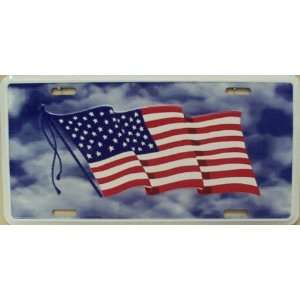  American USA Flag Cloud Background License Plate 