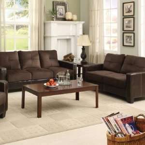  Townsend Microfiber Sofa and Loveseat Set in Chocolate 
