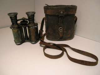 Rare WWI Dubois Ft. Paris France Binoculars Antique Leather Case 