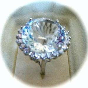 BRILLIANT AQUAMARINE 925 STERLING SILVER RING 25.3 CTTW SIZE 7.25 