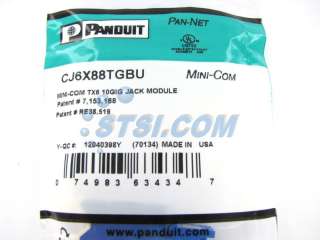Panduit CJ6X88TGBU CAT6 10G Mini Com Jack Blue ~STSI 074983634347 