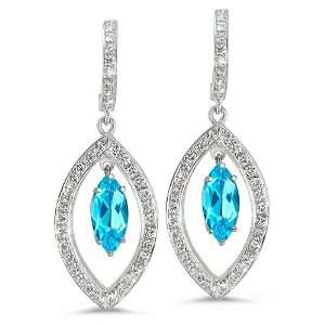  Twin Marquise Pave Diamond Earrings In 18K White Gold With 