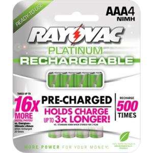 Rayovac PL724 4 Platinum AAA Rechargeable Batteries  
