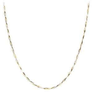 14k Yellow and White Gold 1.6mm Italian Twisted Octagonal Snake Chain 