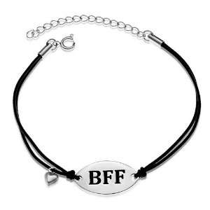 BFF Best Friend Forever with Dangling Heart Rubber Cord Charm Bracelet 