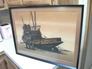   vtg puget sound tug boat pacific northwest seattle art painting  