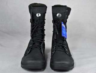 PALLADIUM Pampa Tactical Boots Black Rubberized Leather New NIB $110 