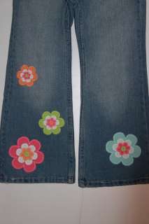 NWT 2012 Gymboree Growing Flowers Embroidered Girl Denim Pants 4 Slim 