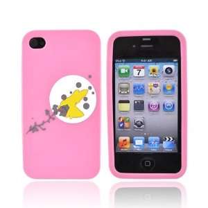 MOON BIRD PINK For EZ Capes iPhone 4 Silicone Case Cover 