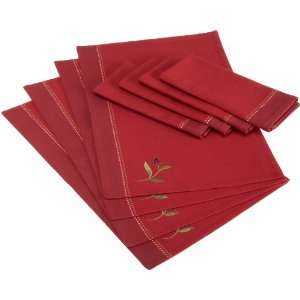  DII Red Berry Table Linen Set: Home & Kitchen
