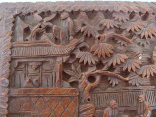 Antique over 100 years old Chinese Wooden Carved Rectangle Box.  