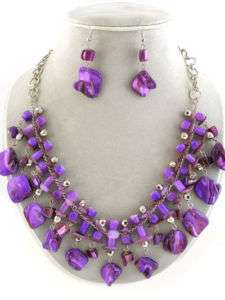Chunky Purple Shell Necklace Set (FREE RING)  