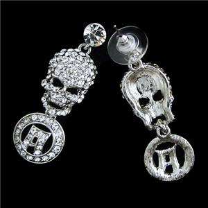 Lots Skull Circle Necklace Earring Set Swarovski Crystal Halloween 