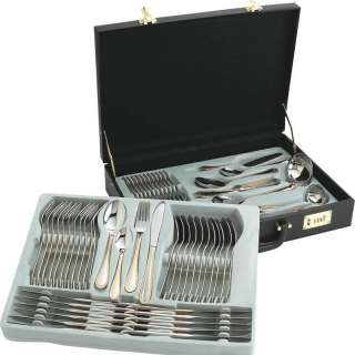 72pc Heavy Gauge Stainless Steel Flatware and Hostess Set w/ Gold 