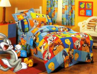 Looney Tunes TWEETY+TAZ Bedskirt/DUST RUFFLES Bed Skirt  